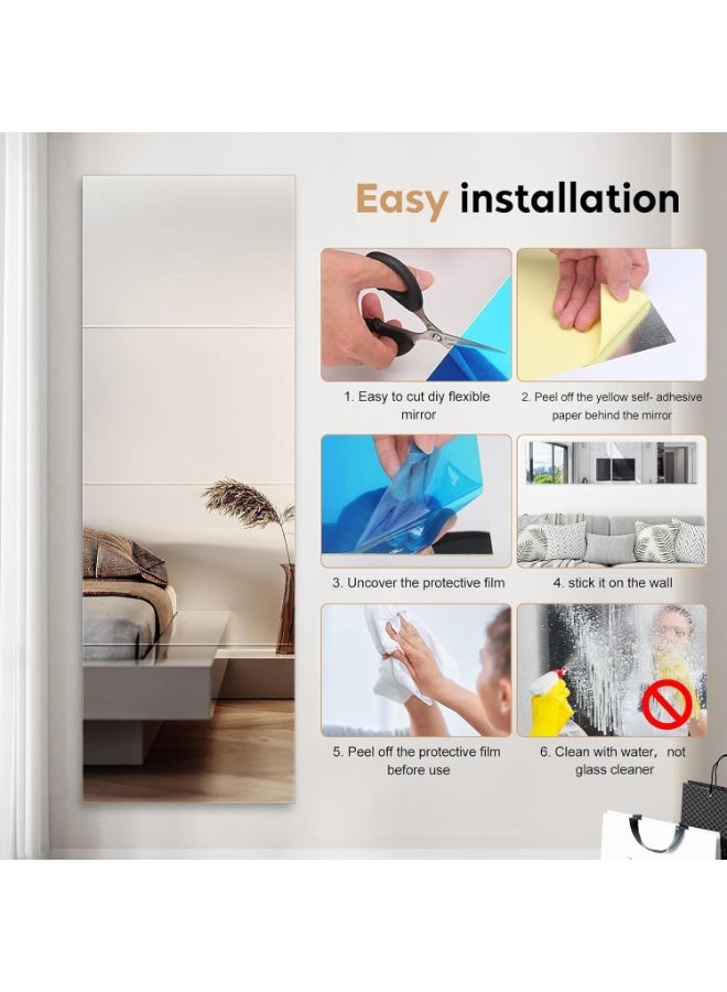 اسرلي وايت 10 قطع من ألواح المرايا المرنة، بلاط مرايا بلاستيكي مزخرف ذاتي اللصق، ملصقات مرايا غير زجاجية - Image 5